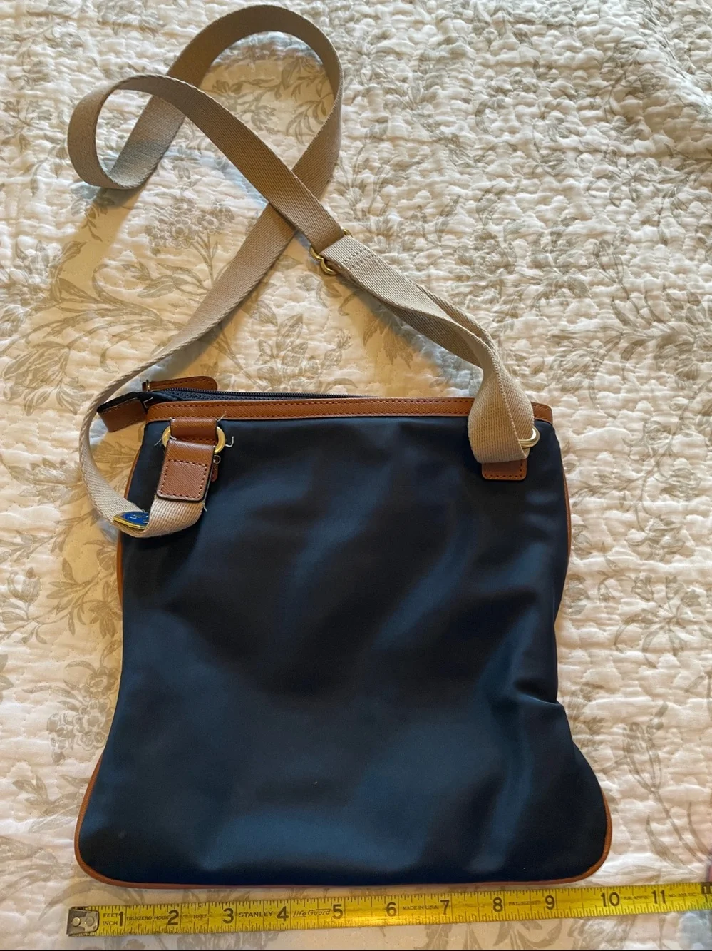 Michael Kors Navy and Brown Crossbody Messenger Bag